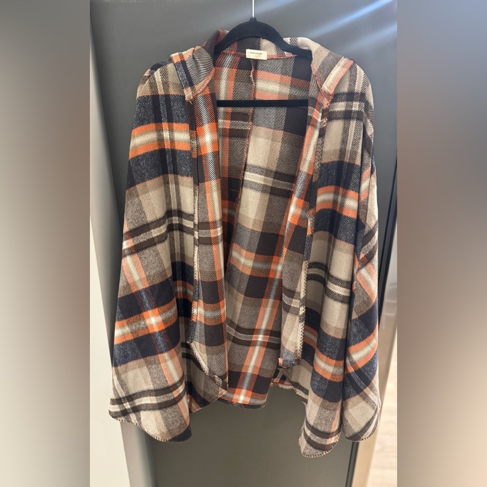 SHEIN Plaid Shawl with Orange and Black